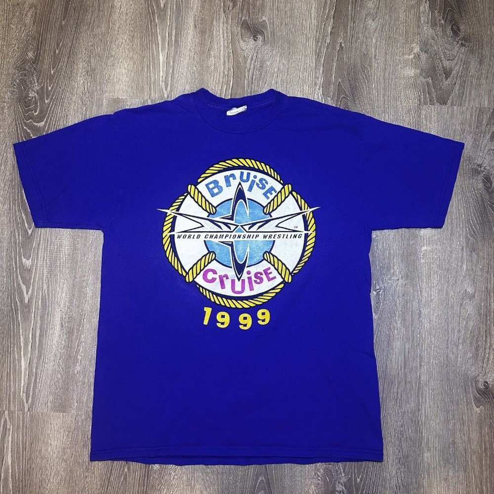 Vintage 1999 WCW Bruise Cruise Exclusive Sting Steiner Hall Carnival T Shirt LG